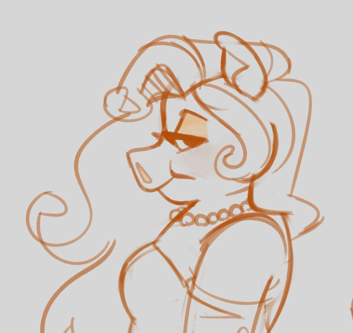 digital sketch of Miss Piggy. Her face is in side profile, and she's glancing toward the viewer with a demure smile.